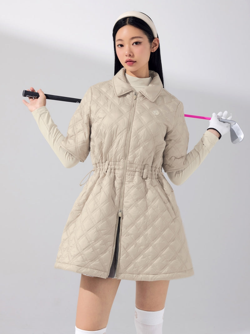 ダイヤキルティング ファーカラー ジャンパー