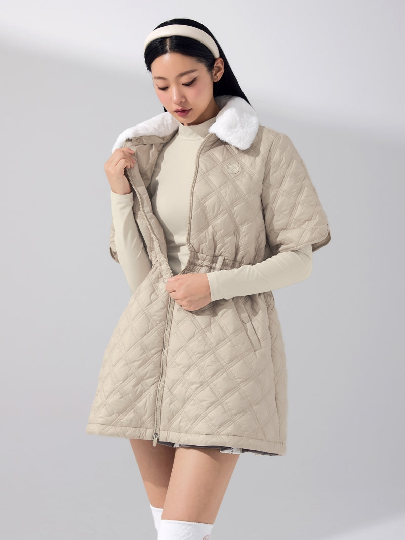 ダイヤキルティング ファーカラー ジャンパー