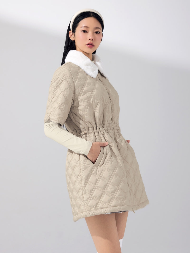 ダイヤキルティング ファーカラー ジャンパー