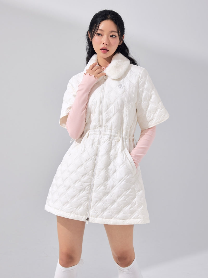 ダイヤキルティング ファーカラー ジャンパー