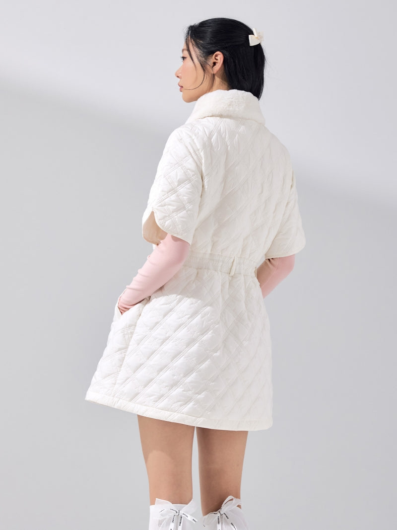 ダイヤキルティング ファーカラー ジャンパー