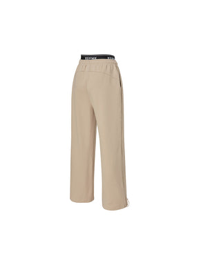 裏起毛 ロゴ入りバンド  レイヤード風 ワイドパンツ