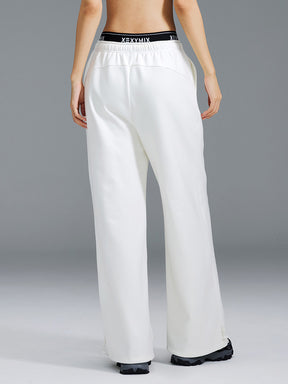 裏起毛 ロゴ入りバンド  レイヤード風 ワイドパンツ