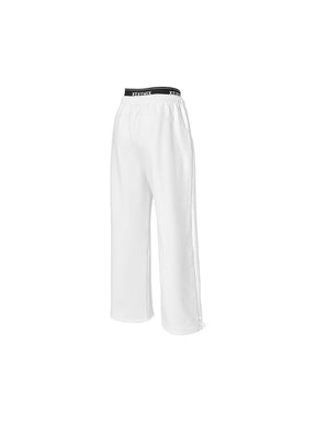 裏起毛 ロゴ入りバンド  レイヤード風 ワイドパンツ