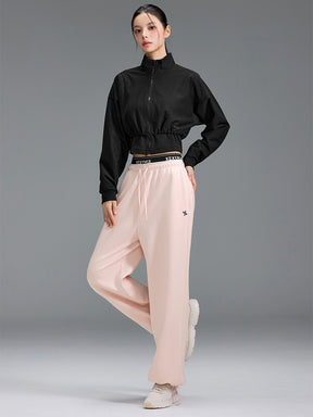 裏起毛 ロゴ入りバンド  レイヤード風 ワイドパンツ