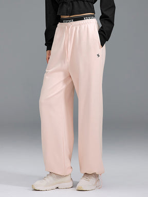 裏起毛 ロゴ入りバンド  レイヤード風 ワイドパンツ