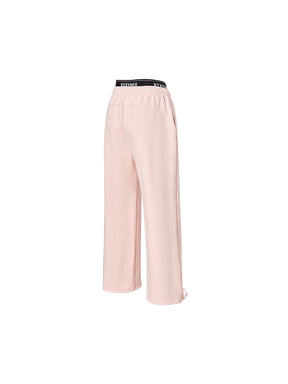 裏起毛 ロゴ入りバンド  レイヤード風 ワイドパンツ