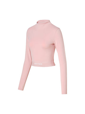 ロゴ入りバンド モックネック  クロップド丈 長袖