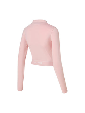 ロゴ入りバンド モックネック  クロップド丈 長袖