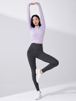 ロゴ入りバンド モックネック  クロップド丈 長袖