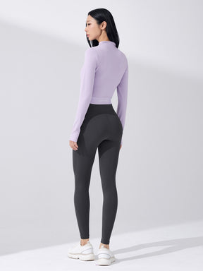 ロゴ入りバンド モックネック  クロップド丈 長袖