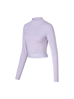 ロゴ入りバンド モックネック  クロップド丈 長袖