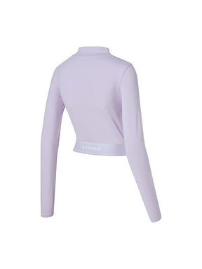 ロゴ入りバンド モックネック  クロップド丈 長袖