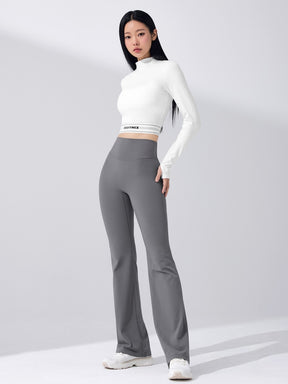 ロゴ入りバンド モックネック  クロップド丈 長袖