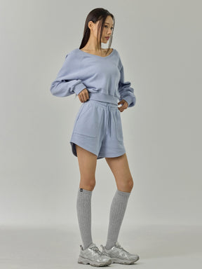 ソフト 裏起毛 Vネック クロップド丈 トレーナー (単品)