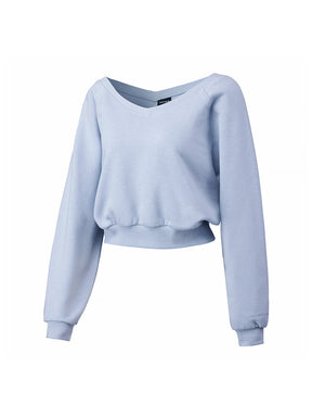 ソフト 裏起毛 Vネック クロップド丈 トレーナー (単品)