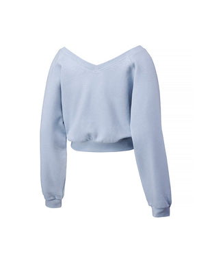 ソフト 裏起毛 Vネック クロップド丈 トレーナー (単品)