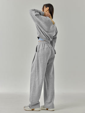 ソフト 裏起毛 Vネック クロップド丈 トレーナー (単品)