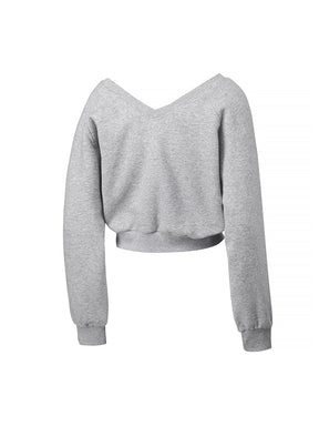 ソフト 裏起毛 Vネック クロップド丈 トレーナー (単品)