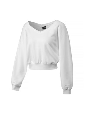 ソフト 裏起毛 Vネック クロップド丈 トレーナー (単品)