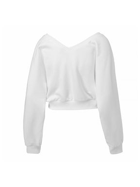 ソフト 裏起毛 Vネック クロップド丈 トレーナー (単品)