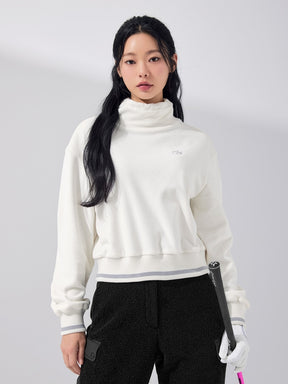 ベロア ラッフル ハイネック 長袖