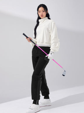 ベロア ラッフル ハイネック 長袖