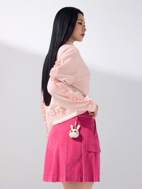 ベロア ラッフル ハイネック 長袖