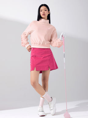 ベロア ラッフル ハイネック 長袖