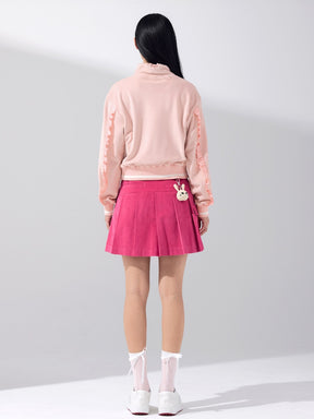 ベロア ラッフル ハイネック 長袖