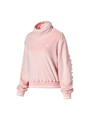 ベロア ラッフル ハイネック 長袖