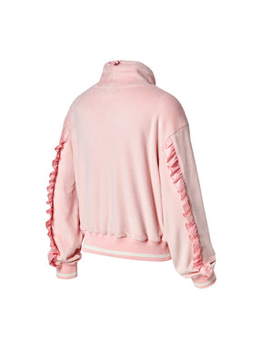 ベロア ラッフル ハイネック 長袖