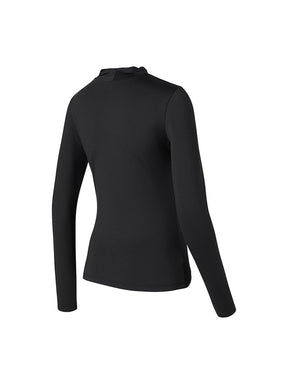 シャーリング モックネック 裏起毛 ベースレイヤー