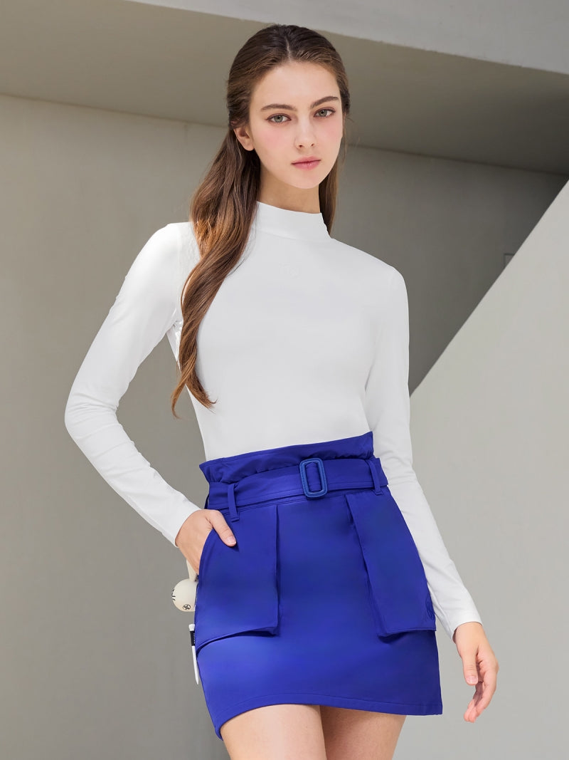 シャーリング モックネック 裏起毛 ベースレイヤー