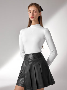 シャーリング モックネック 裏起毛 ベースレイヤー