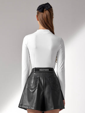 シャーリング モックネック 裏起毛 ベースレイヤー