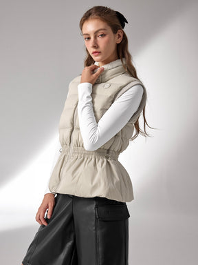 ファー襟 ペプラム ダウンベスト