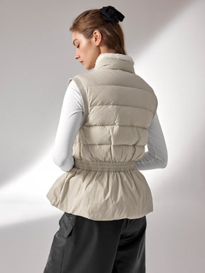 ファー襟 ペプラム ダウンベスト