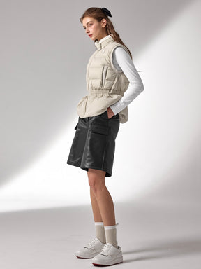 ファー襟 ペプラム ダウンベスト