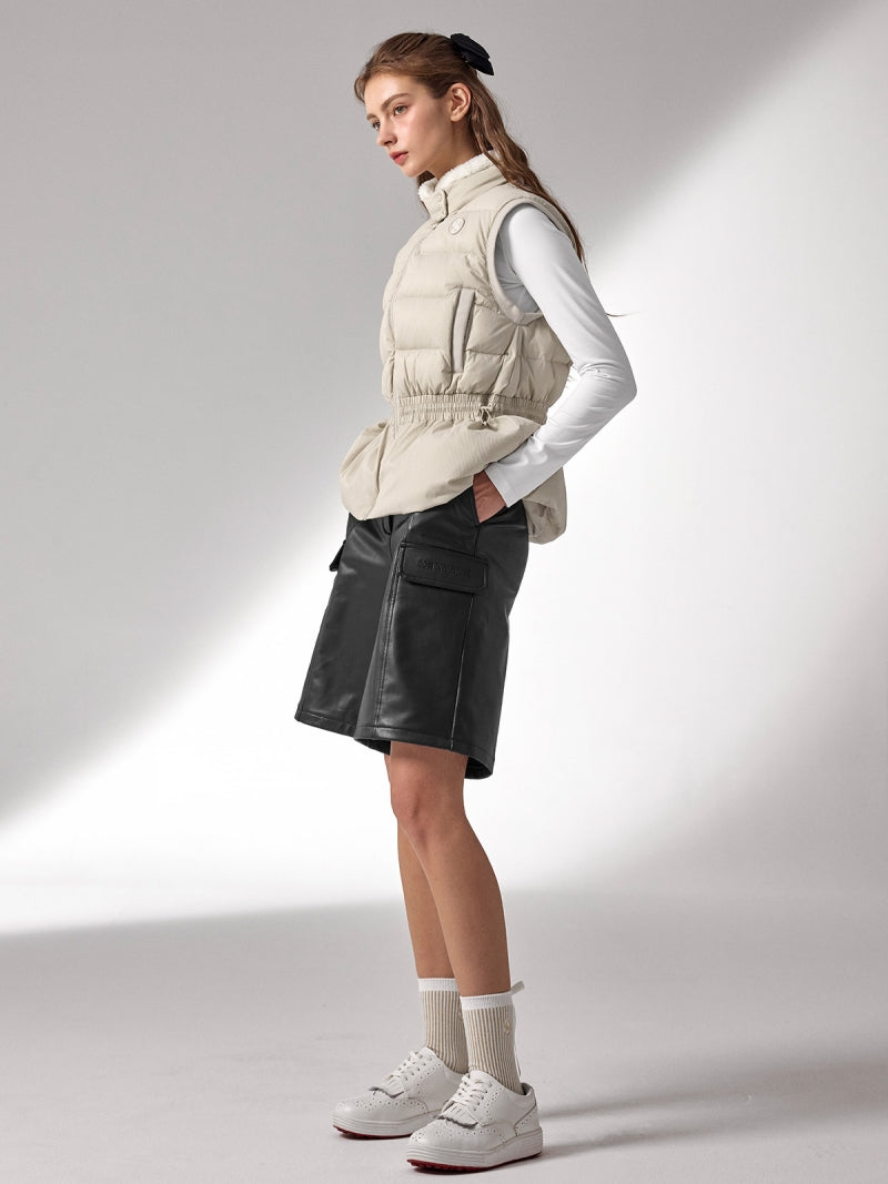 ファー襟 ペプラム ダウンベスト