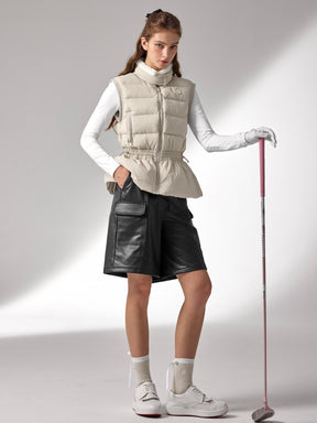 ファー襟 ペプラム ダウンベスト