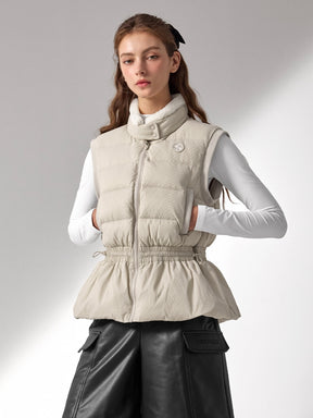 ファー襟 ペプラム ダウンベスト