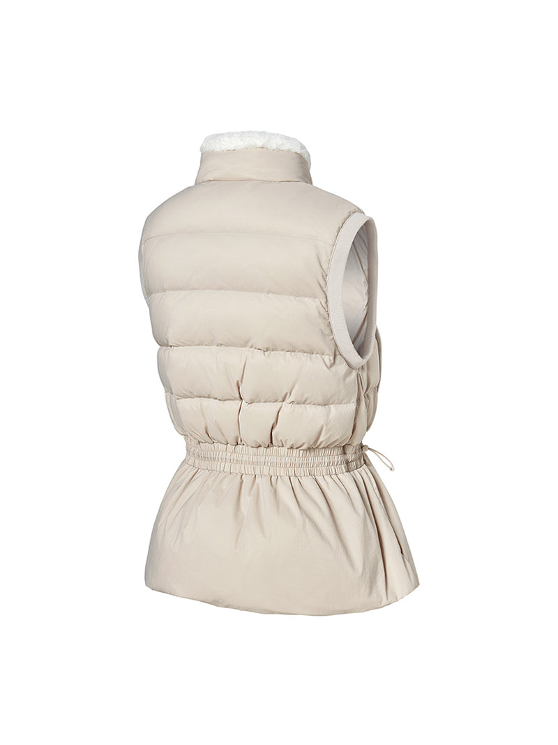 ファー襟 ペプラム ダウンベスト