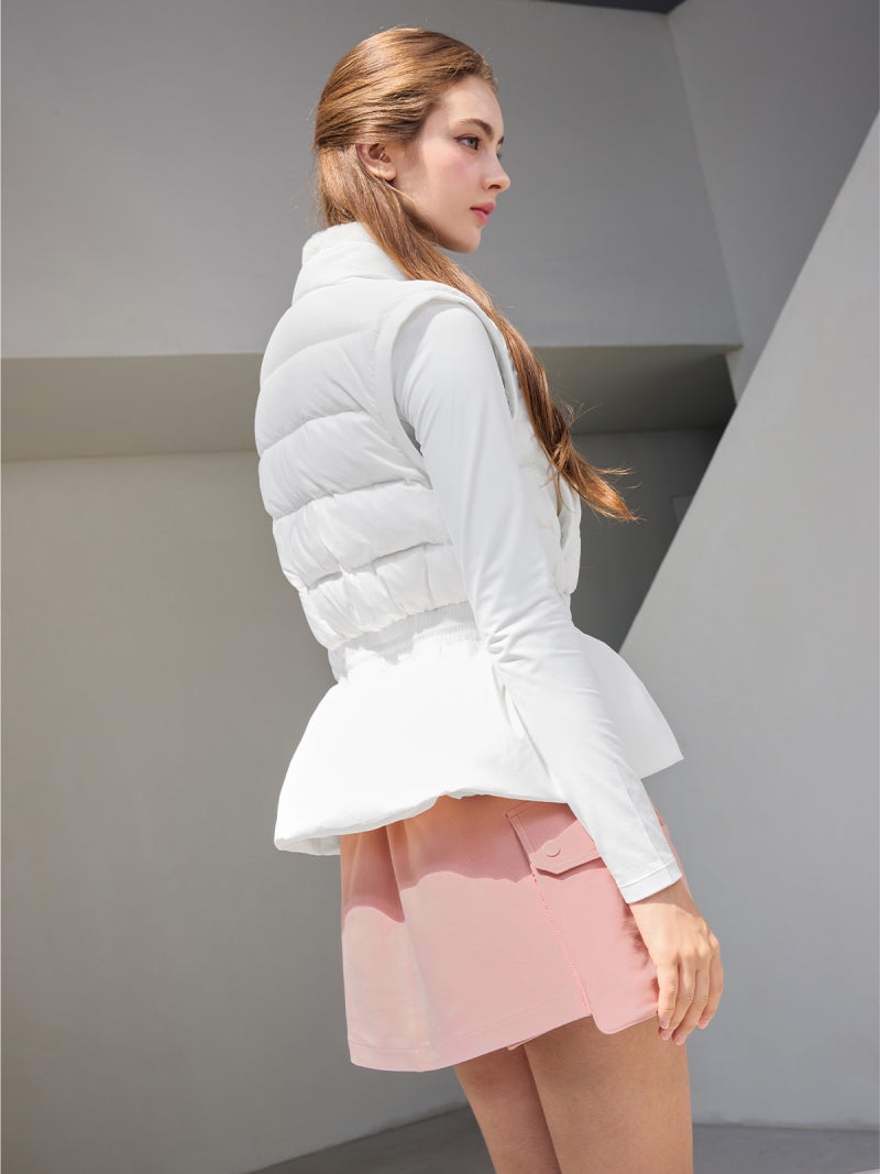 ファー襟 ペプラム ダウンベスト