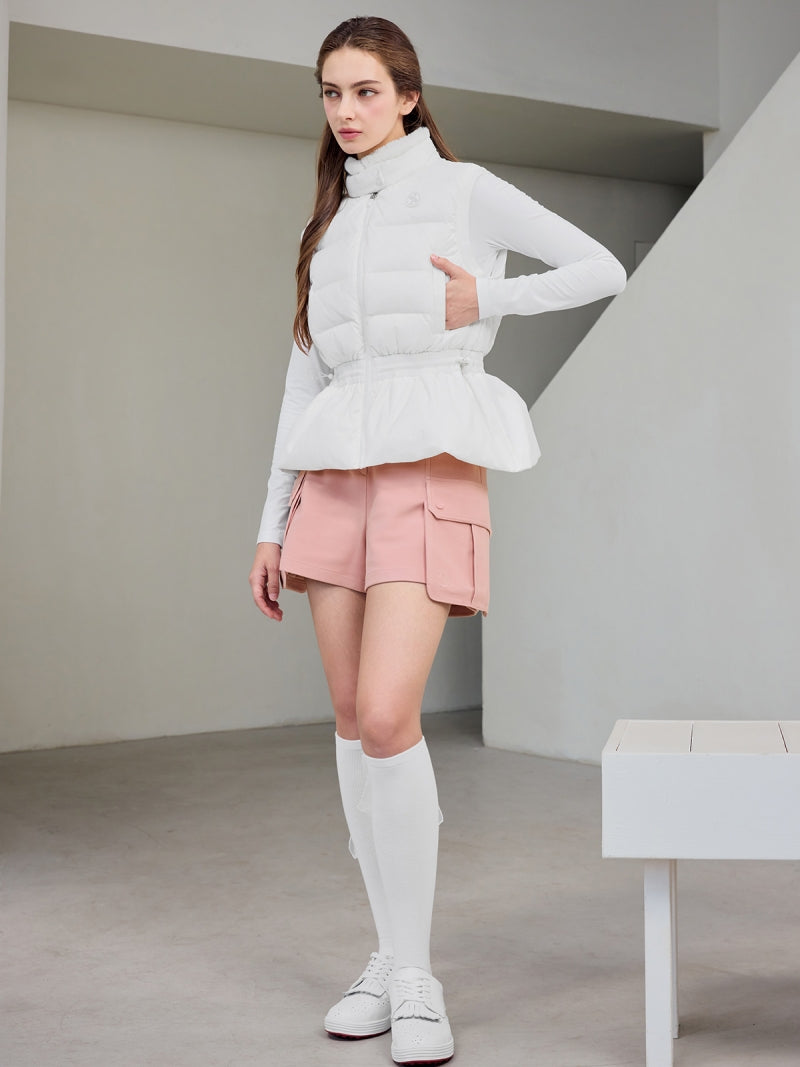 ファー襟 ペプラム ダウンベスト