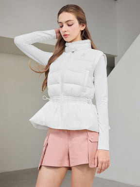 ファー襟 ペプラム ダウンベスト