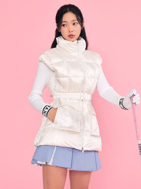 グロウ ベルト付き ダウンベスト