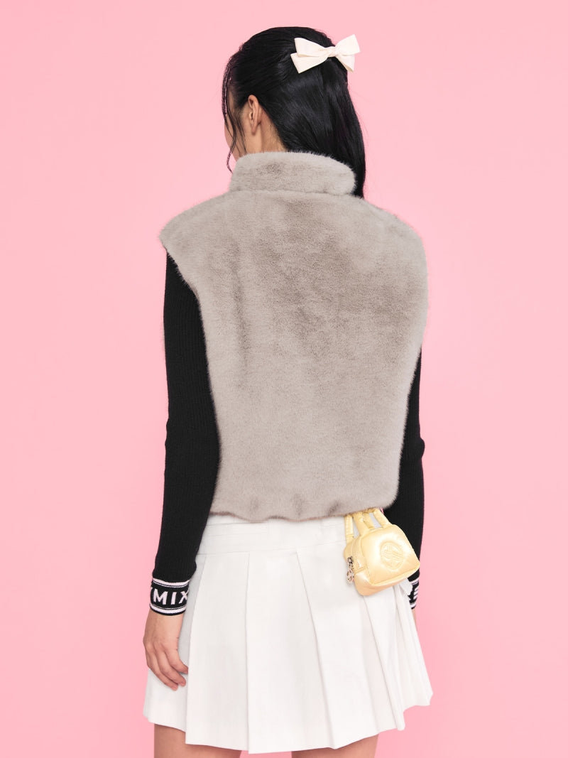 キルティング ソフトファー リバーシブル ベスト