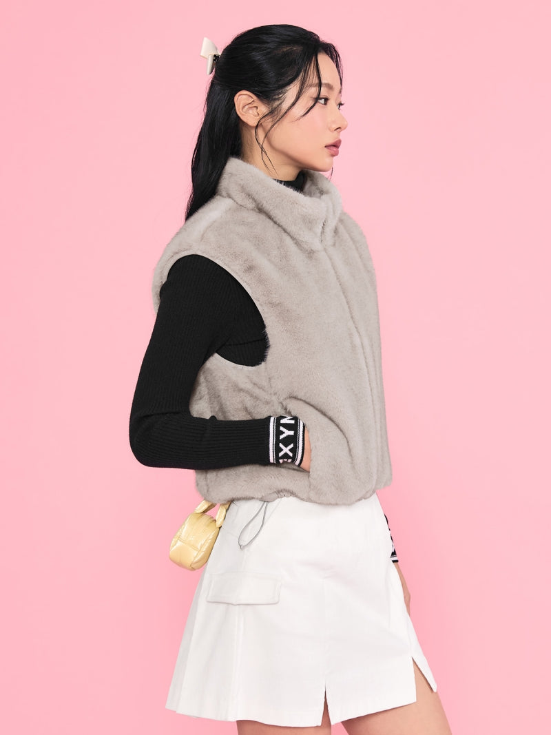 キルティング ソフトファー リバーシブル ベスト