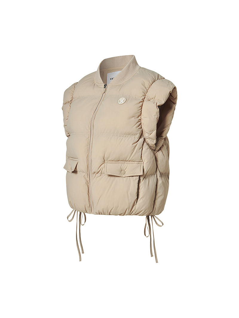 シャーリング入り ボリューム 中綿 ベスト